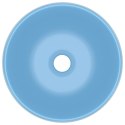 Luksusowa, okrągła umywalka, matowy błękit, 40x15 cm, ceramika