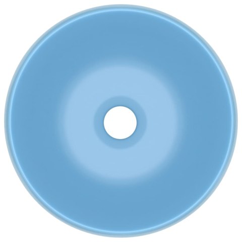 Luksusowa, okrągła umywalka, matowy błękit, 40x15 cm, ceramika