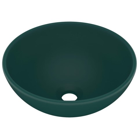 Okrągła umywalka łazienkowa, matowa ciemnozielona, 32,5 x 14 cm
