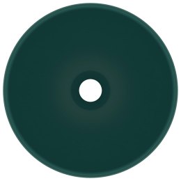 Okrągła umywalka łazienkowa, matowa ciemnozielona, 32,5 x 14 cm