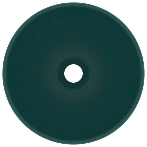 Okrągła umywalka łazienkowa, matowa ciemnozielona, 32,5 x 14 cm