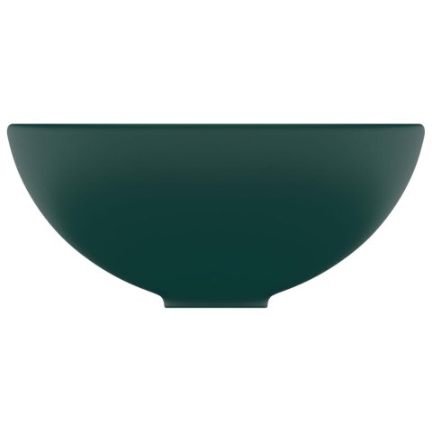 Okrągła umywalka łazienkowa, matowa ciemnozielona, 32,5 x 14 cm