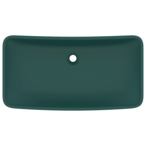 Umywalka prostokątna, matowa ciemnozielona, 71x38 cm, ceramika