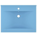Umywalka z otworem na kran, matowy błękit, 60x46 cm, ceramiczna
