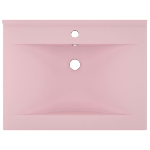 Umywalka z otworem na kran, matowy róż, 60x46 cm, ceramiczna