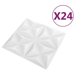 Panele ścienne 3D, 24 szt., 50x50 cm, biel origami, 6 m²