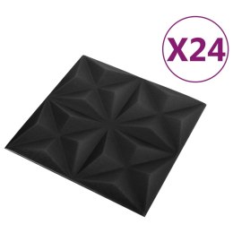 Panele ścienne 3D, 24 szt., 50x50 cm, czerń origami, 6 m²