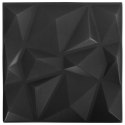 Panele ścienne 3D, 24 szt., 50x50 cm, diamentowa czerń, 6 m²