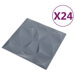 Panele ścienne 3D, 24 szt., 50x50 cm, diamentowa szarość, 6 m²