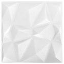 Panele ścienne 3D, 48 szt., 50x50 cm, diamentowa biel, 12 m²