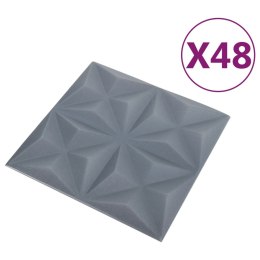 Panele ścienne 3D, 48 szt., 50x50 cm, szarość origami, 12 m²
