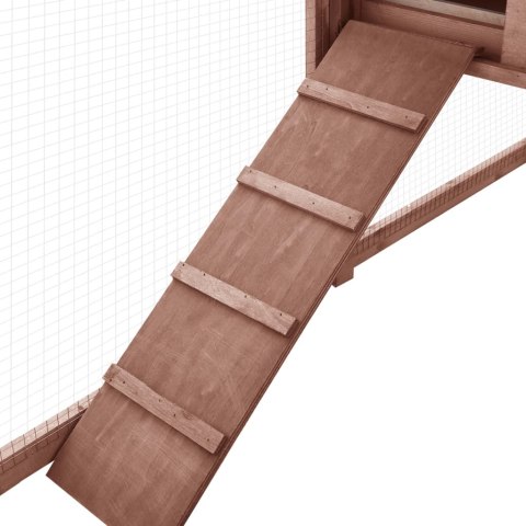 Klatka dla królika z wybiegiem, biel i mokka, drewno jodłowe