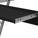 Biurko komputerowe z ruchomą podstawką na klawiaturę, czarne
