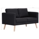2-osobowa sofa tapicerowana tkaniną, czarna