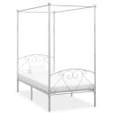 Rama łóżka z baldachimem, biała, metalowa, 100 x 200 cm