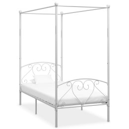 Rama łóżka z baldachimem, biała, metalowa, 100 x 200 cm