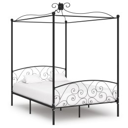 Rama łóżka z baldachimem, czarna, metalowa, 120 x 200 cm