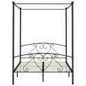 Rama łóżka z baldachimem, czarna, metalowa, 160 x 200 cm
