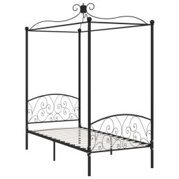 Rama łóżka z baldachimem, czarna, metalowa, 90 x 200 cm