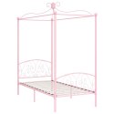 Rama łóżka z baldachimem, różowa, metalowa, 100 x 200 cm
