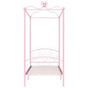 Rama łóżka z baldachimem, różowa, metalowa, 100 x 200 cm