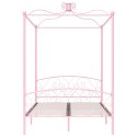 Rama łóżka z baldachimem, różowa, metalowa, 140 x 200 cm