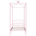 Rama łóżka z baldachimem, różowa, metalowa, 90 x 200 cm