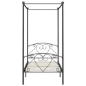 Rama łóżka z baldachimem, szara, metalowa, 100 x 200 cm