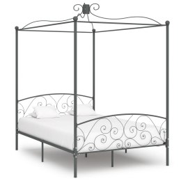 Rama łóżka z baldachimem, szara, metalowa, 120 x 200 cm