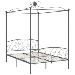 Rama łóżka z baldachimem, szara, metalowa, 120 x 200 cm