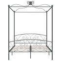 Rama łóżka z baldachimem, szara, metalowa, 160 x 200 cm
