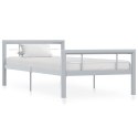 Rama łóżka, biało-szara, metalowa, 90 x 200 cm