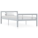 Rama łóżka, szaro-biała metalowa, 100 x 200 cm