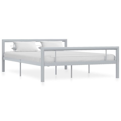 Rama łóżka, szaro-biała metalowa, 160 x 200 cm