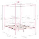 Rama łóżka z baldachimem, różowa, metalowa, 160 x 200 cm