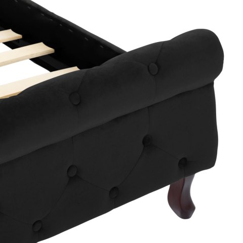 Rama łóżka, czarna, tapicerowana aksamitem, 90 x 200 cm