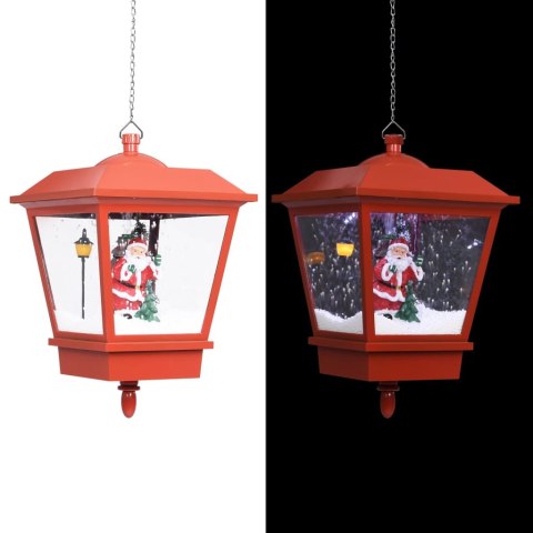 Świąteczna lampa wisząca LED z Mikołajem, czerwona, 27x27x45 cm