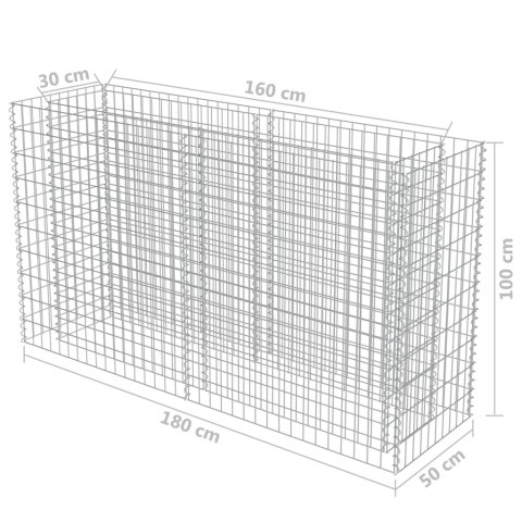 Podwyższona donica gabionowa, galwanizowana stal, 180x50x100 cm Podwyższona donica gabionowa, galwanizowana stal, 180x50x100 cm