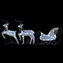 Dekoracja świąteczna - renifery z saniami, 140 białych LED