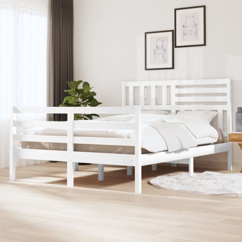 Rama łóżka, lite drewno, biała, 135x190 cm, 4FT6, podwójna