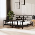 Rama łóżka, czarna, lite drewno sosnowe, 180x200 cm, Super King