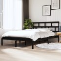 Rama łóżka, lite drewno, czarna, 135x190 cm, podwójna