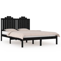 Rama łóżka, czarna, 120x190 cm, lite drewno sosnowe, podwójna