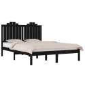 Rama łóżka, czarna, 120x190 cm, lite drewno sosnowe, podwójna