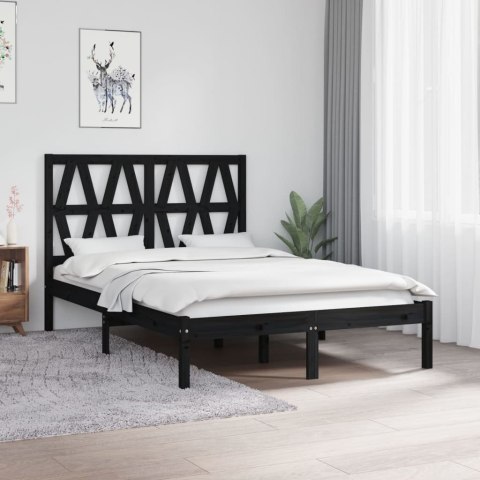 Rama łóżka, czarna, lite drewno sosnowe, 120x190 cm, podwójna
