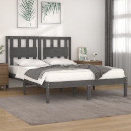 Rama łóżka, szara, lite drewno sosnowe, 150x200 cm, King Size
