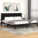 Rama łóżka, czarna, lite drewno sosnowe, 200 x 200 cm