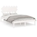 Rama łóżka, biała, 135x190 cm, podwójna, lite drewno