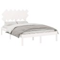 Rama łóżka, biała, 135x190 cm, podwójna, lite drewno