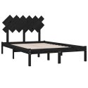 Rama łóżka, czarna, 120x190 cm,4FT, podwójna, lite drewno